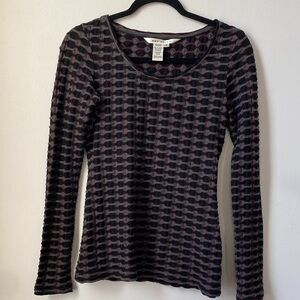 Max Studio Black and Red Geometric Long Sleeve Top